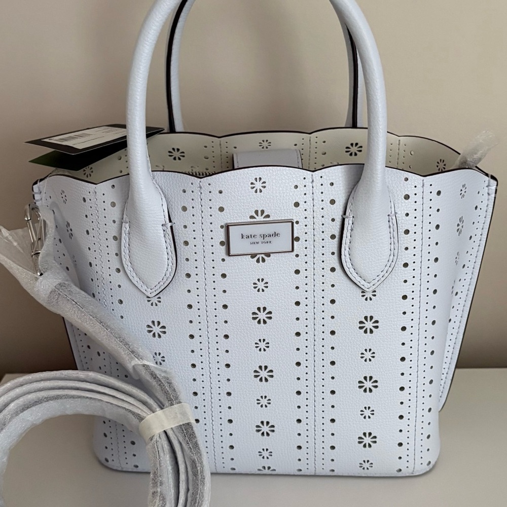 Kate Spade White Floral Perforated Tote